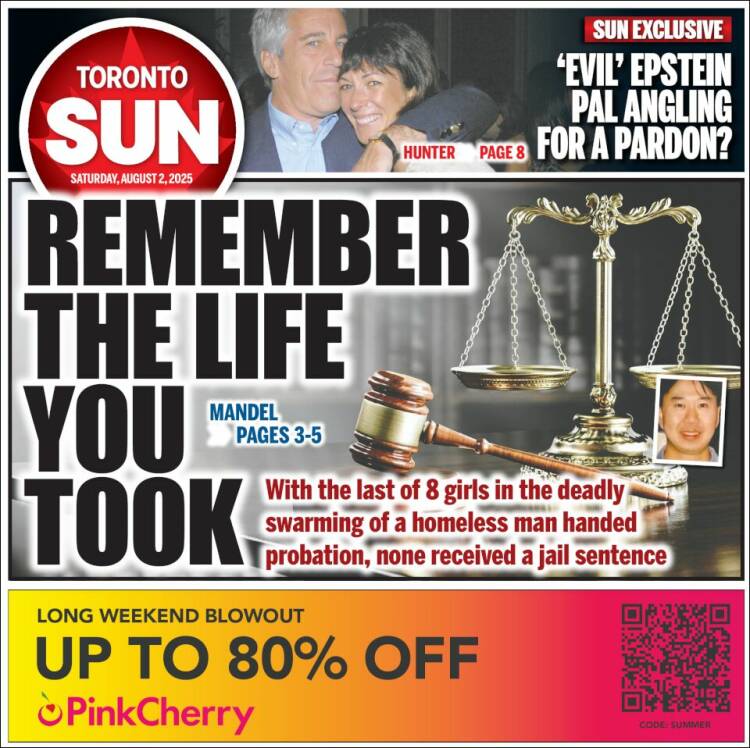 Portada de The Toronto Sun (Canadá)