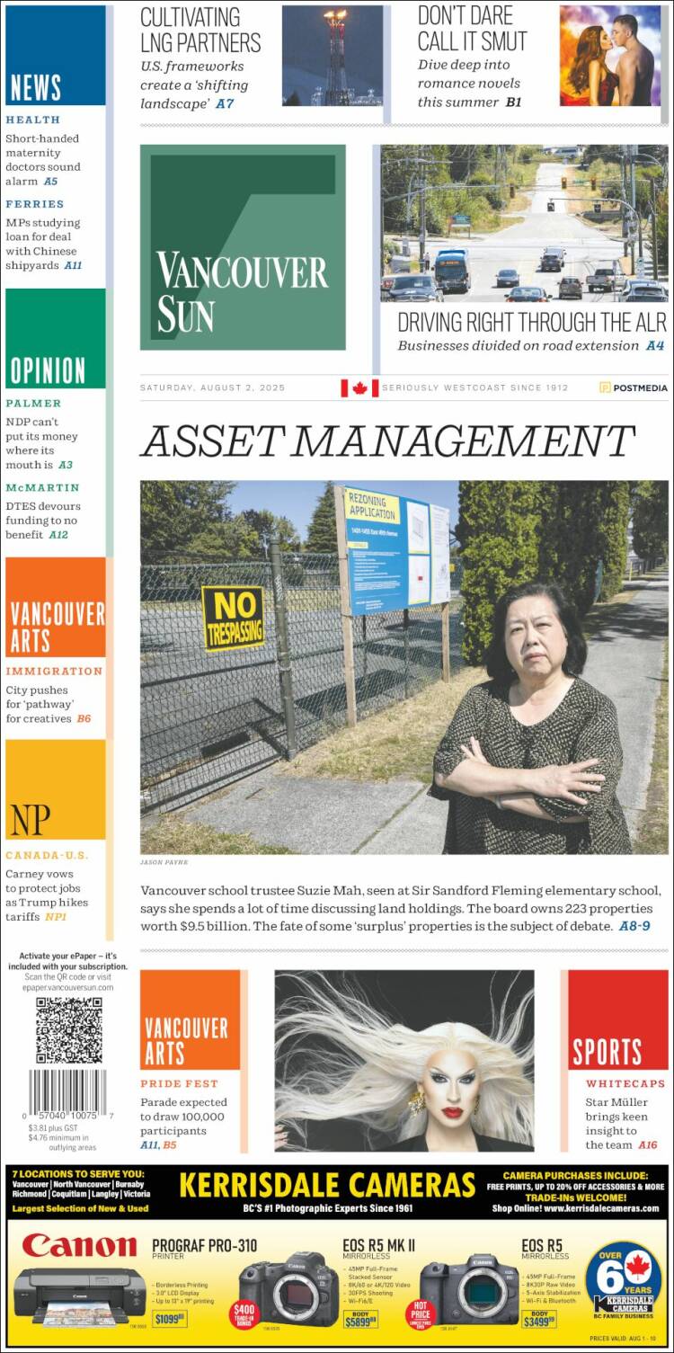 Portada de The Vancouver Sun (Canadá)
