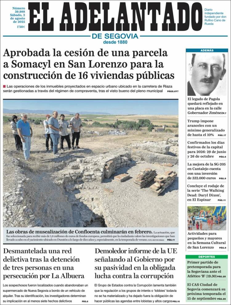 Portada de El Adelantado de Segovia (España)