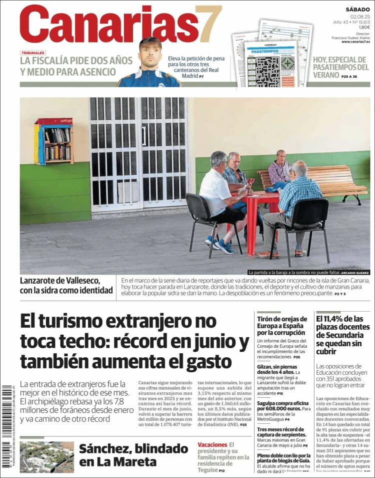 Portada de Canarias 7 (España)