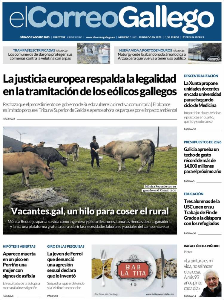 Portada de El Correo Gallego (España)