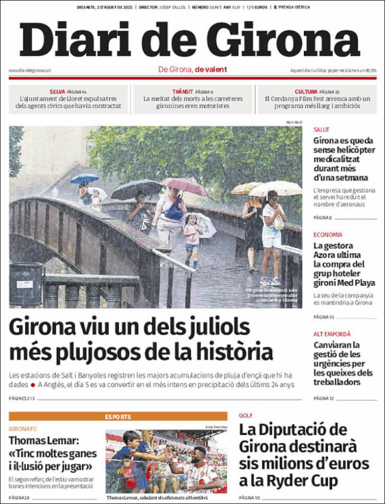 Portada de Diari de Girona (España)