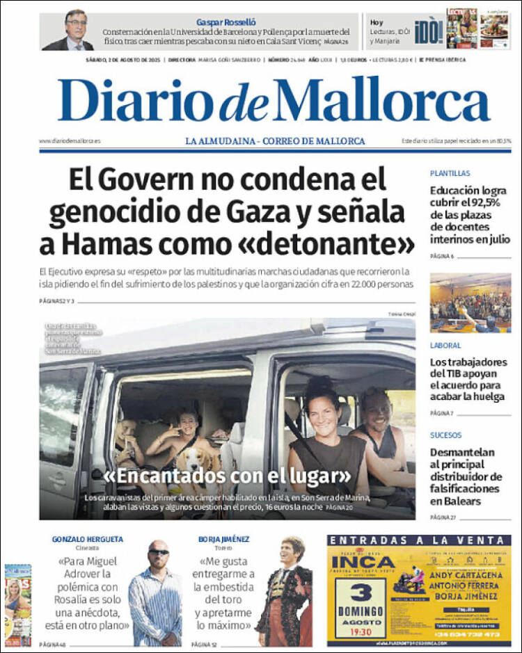 Portada de Diario de Mallorca (España)