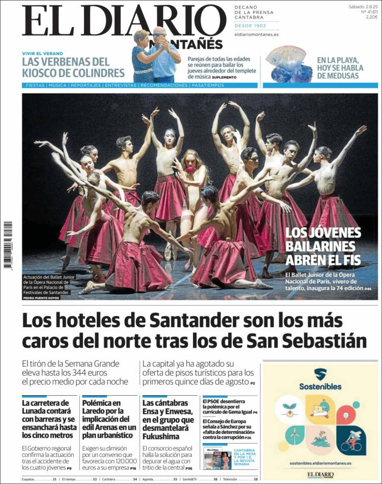 Portada de El Diario Montañés (España)