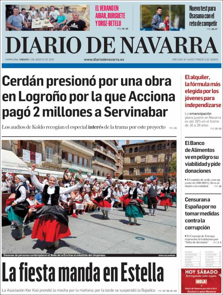 Portada de Diario de Navarra (España)
