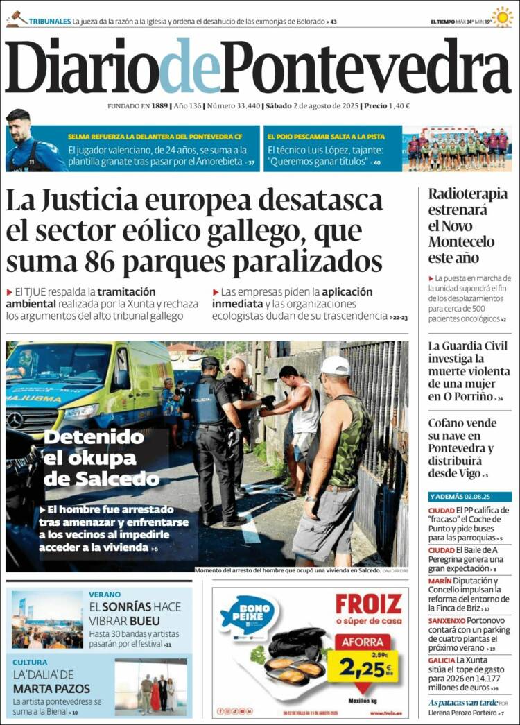 Portada de Diario de Pontevedra (España)