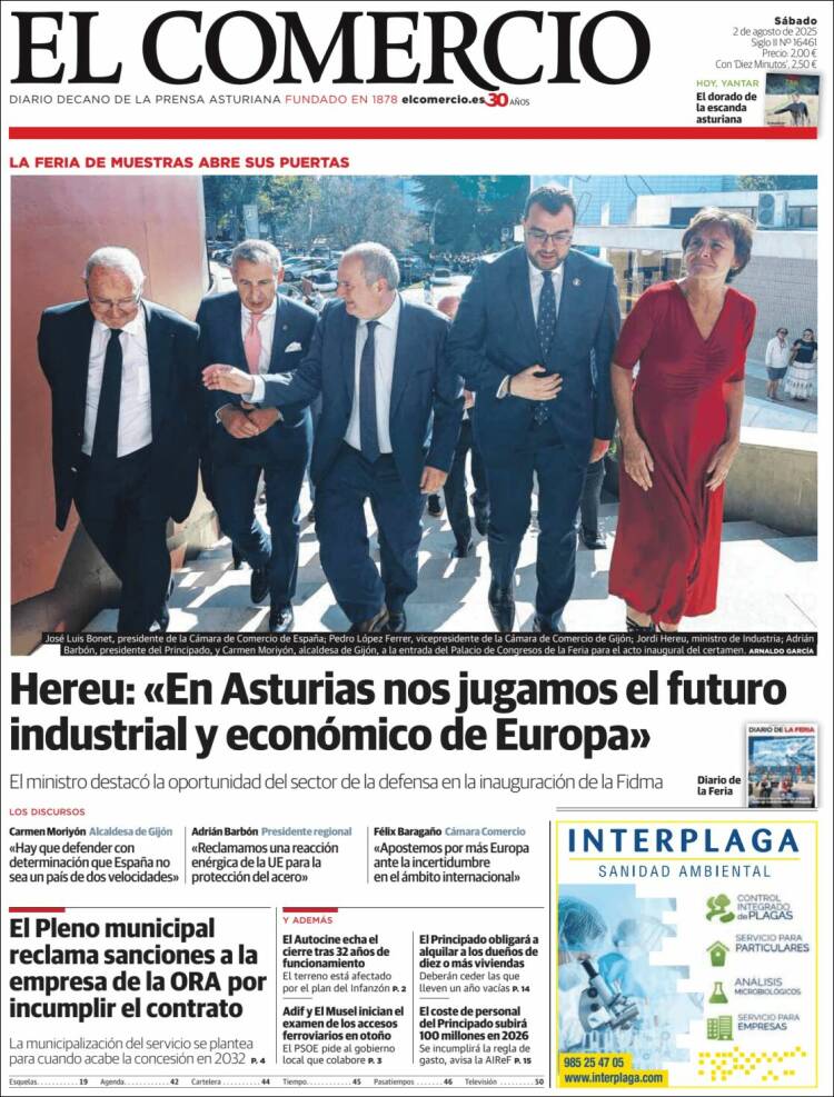 Portada de El Comercio - Gijón (España)