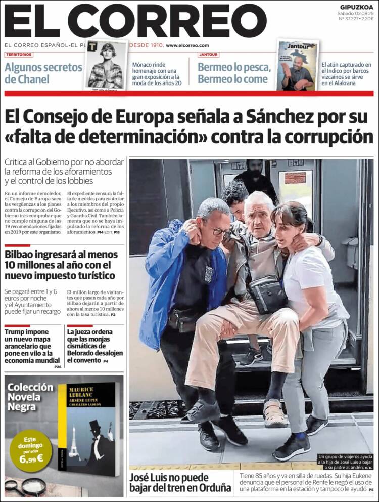 Portada de El Correo - Guipuzcoa (España)