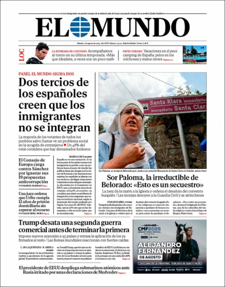 Portada de El Mundo (España)