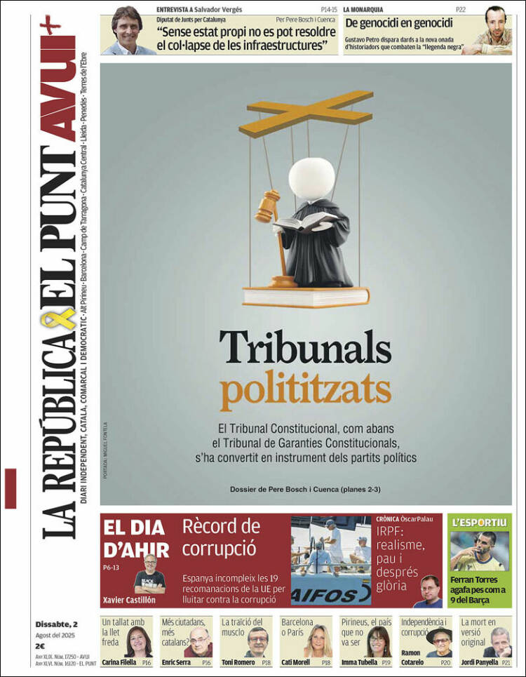 Portada de El Punt Avui (España)