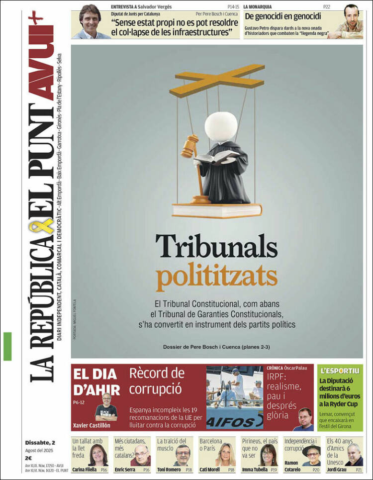 Portada de El Punt Avui - Girona (España)
