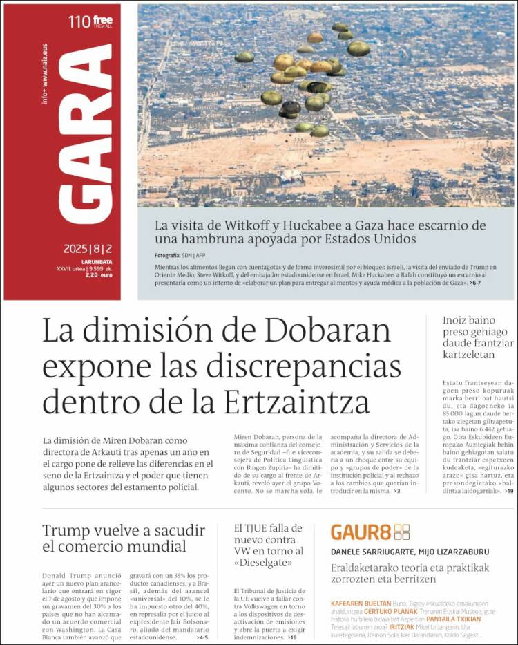 Portada de Gara (España)