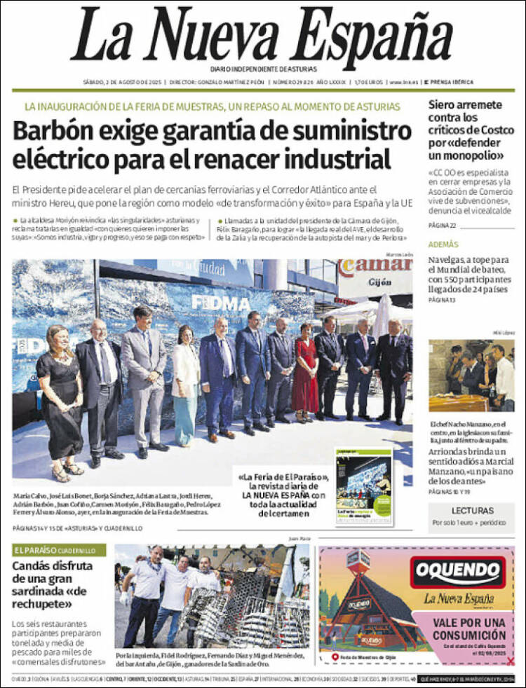 Portada de La Nueva España (España)