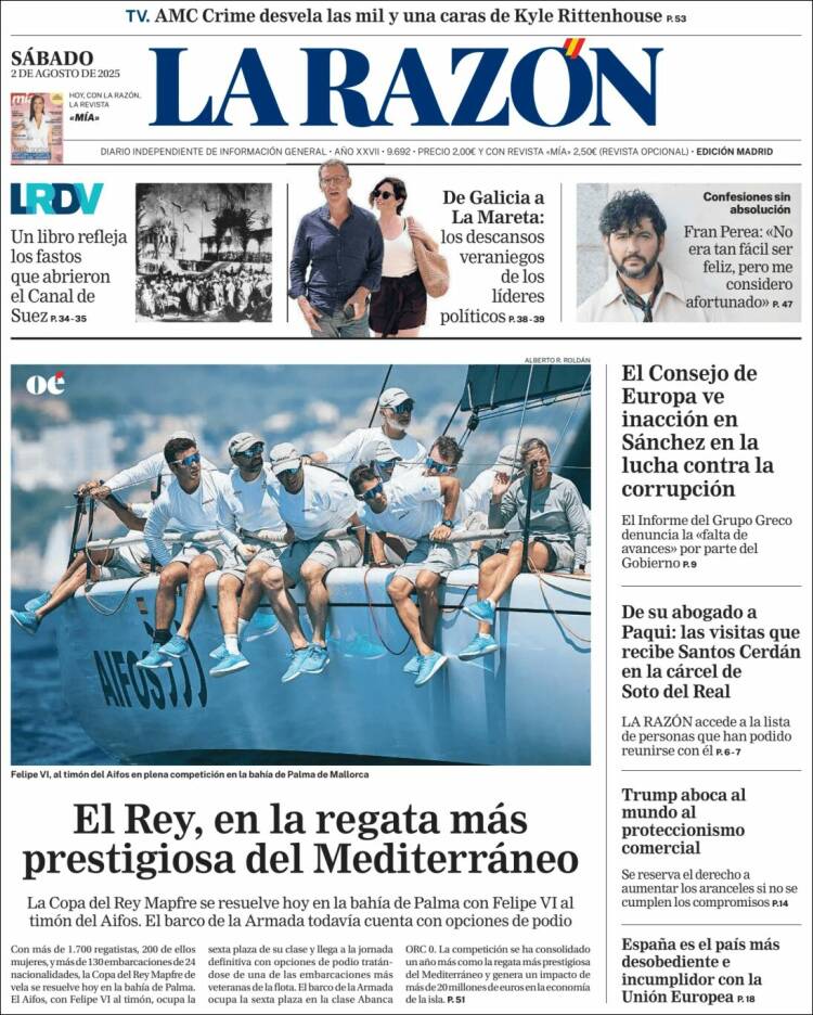 Portada de La Razón (España)