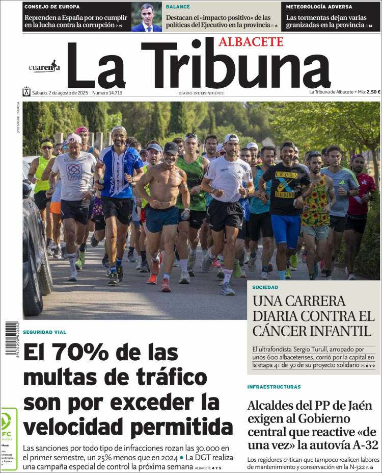 Portada de La Tribuna de Albacete (España)
