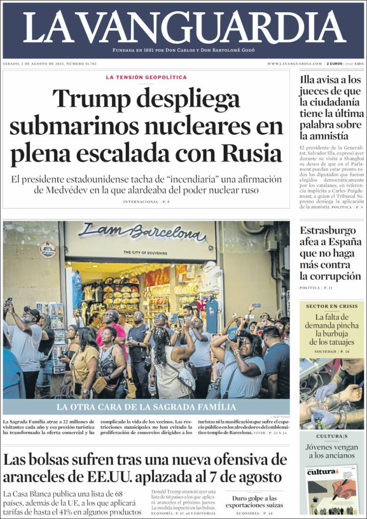 Portada de La Vanguardia (España)