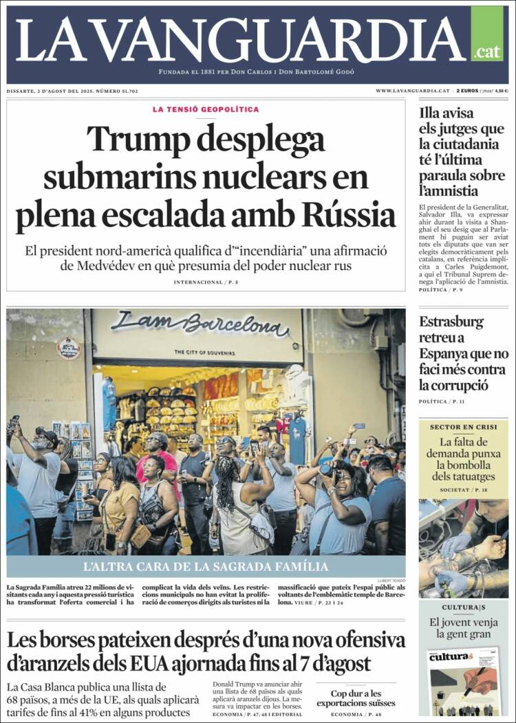 Portada de La Vanguardia (España)