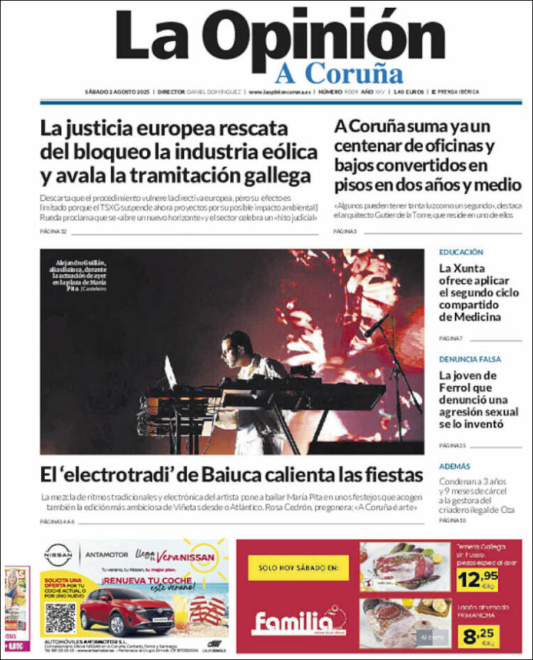 Portada de La Opinión de A Coruña (España)