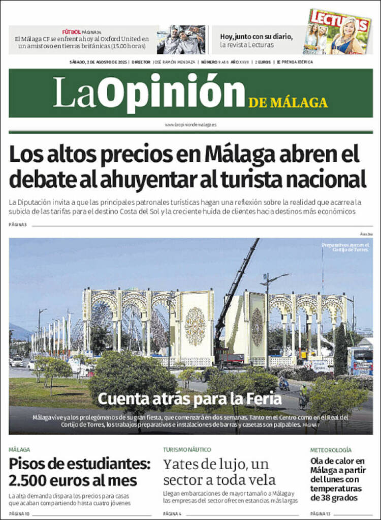 Portada de La Opinión de Málaga (España)