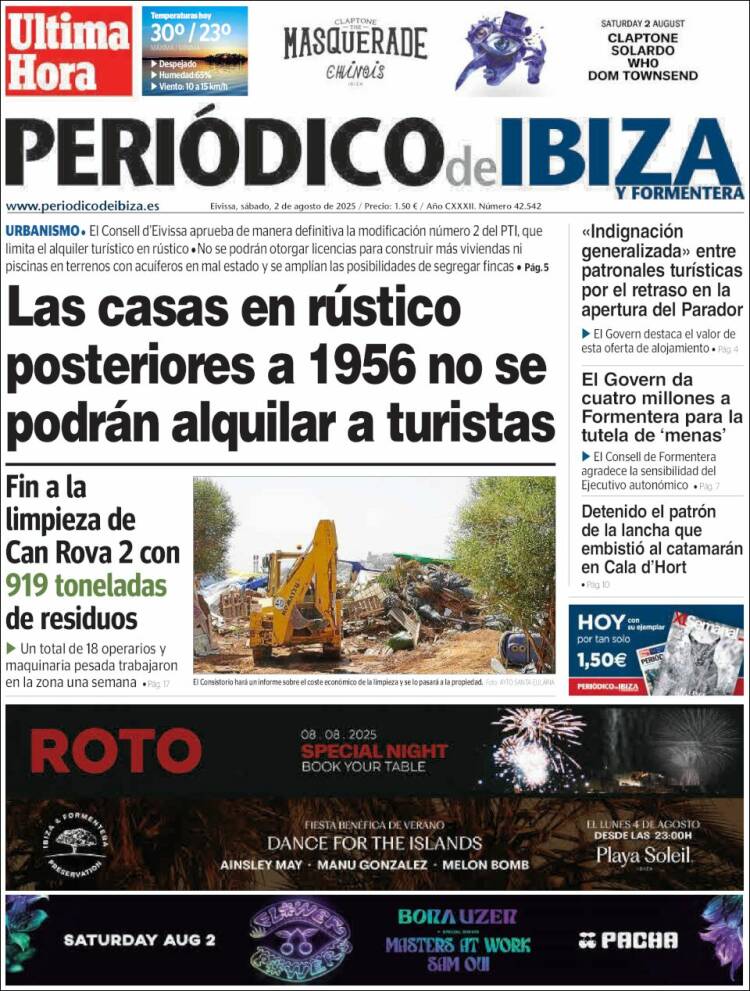 Portada de Periódico de Ibiza (España)
