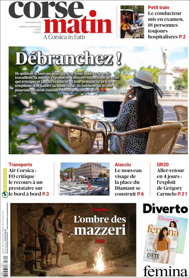 Portada de Corse-Matin (Francia)