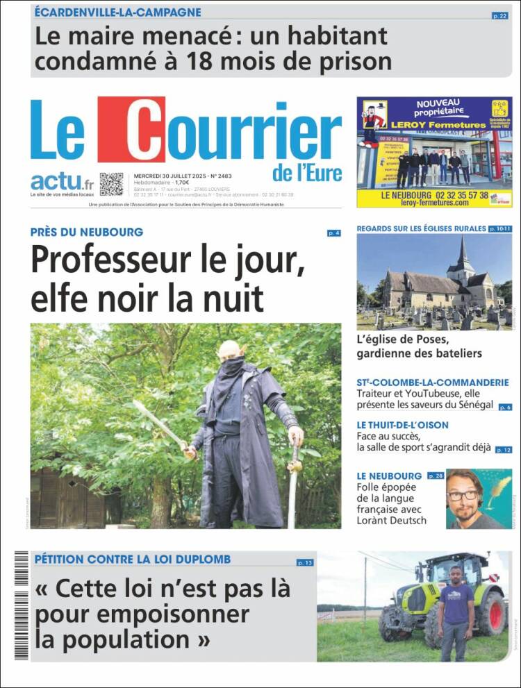Portada de Le Courrier de l'Ouest (Francia)