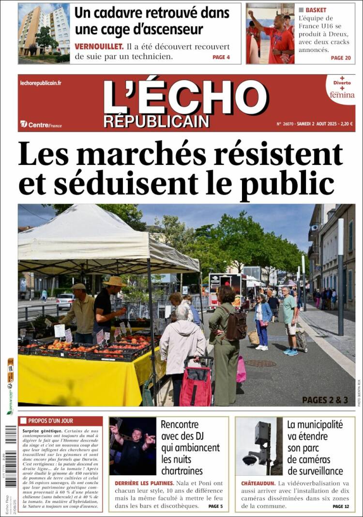 Portada de L'Echo Républicain (Francia)