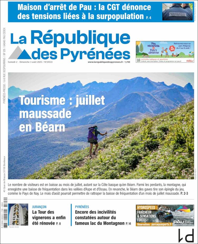 Portada de La République des Pyrénées (Francia)