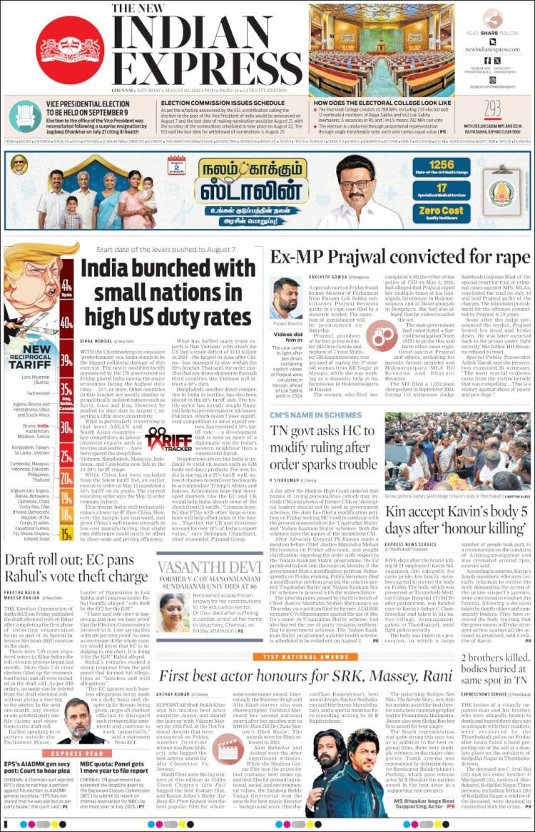 Portada de New Indian Express (India)