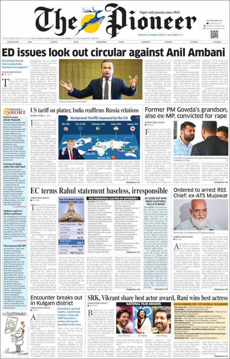 Portada de The Pioneer (India)