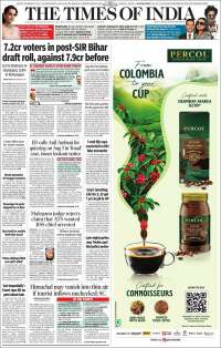 Portada de The Times of India (India)