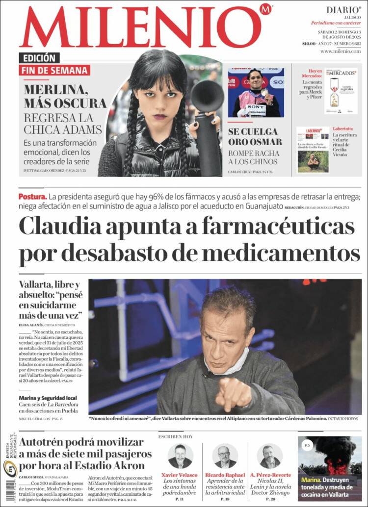 Portada de Milenio - Jalisco (México)