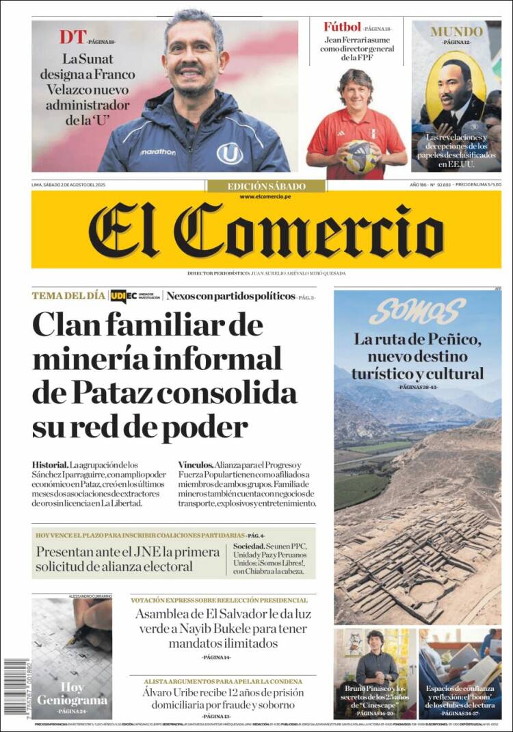 Portada de El Comercio (Perú)