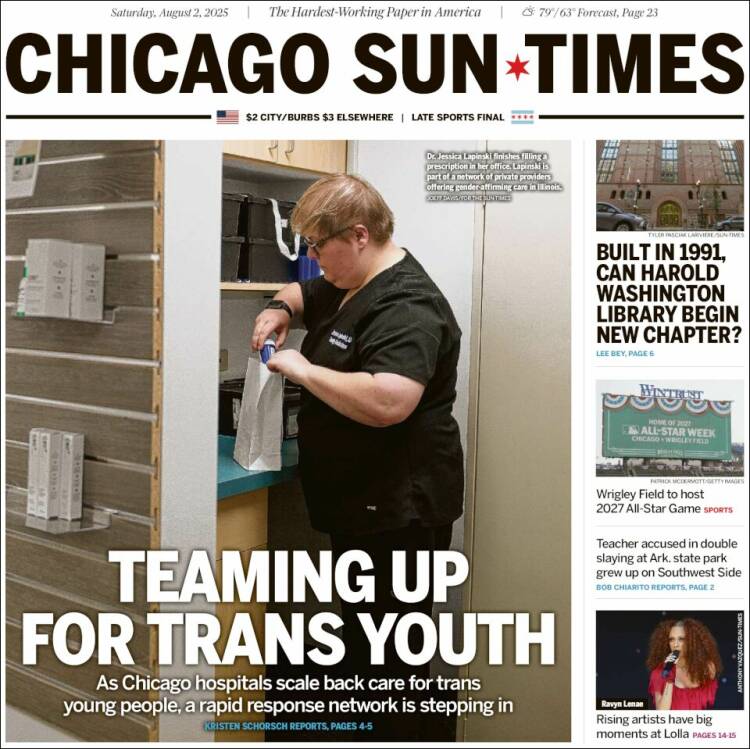 Portada de Chicago Sun-Times (USA)