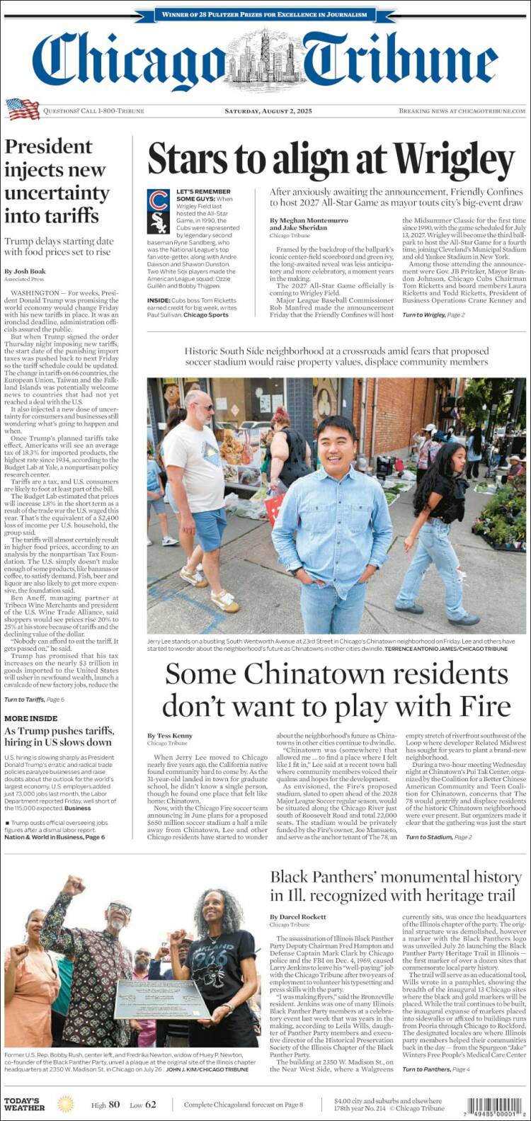 Portada de Chicago Tribune (USA)
