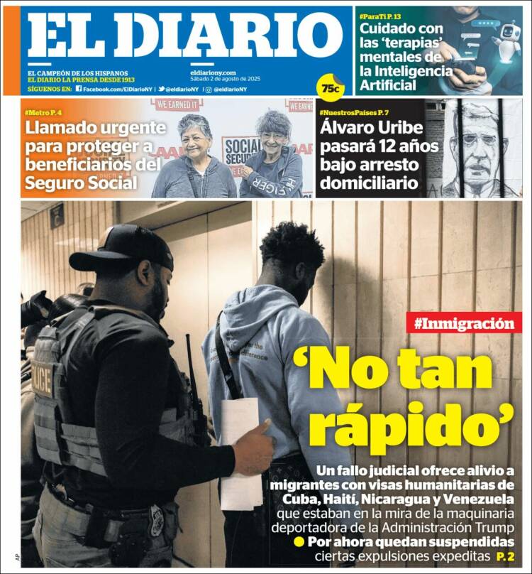 Portada de El Diario NY (USA)