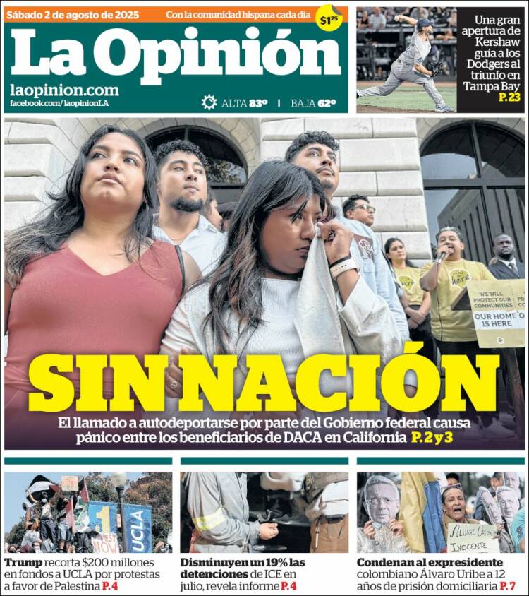 Portada de La Opinión (USA)