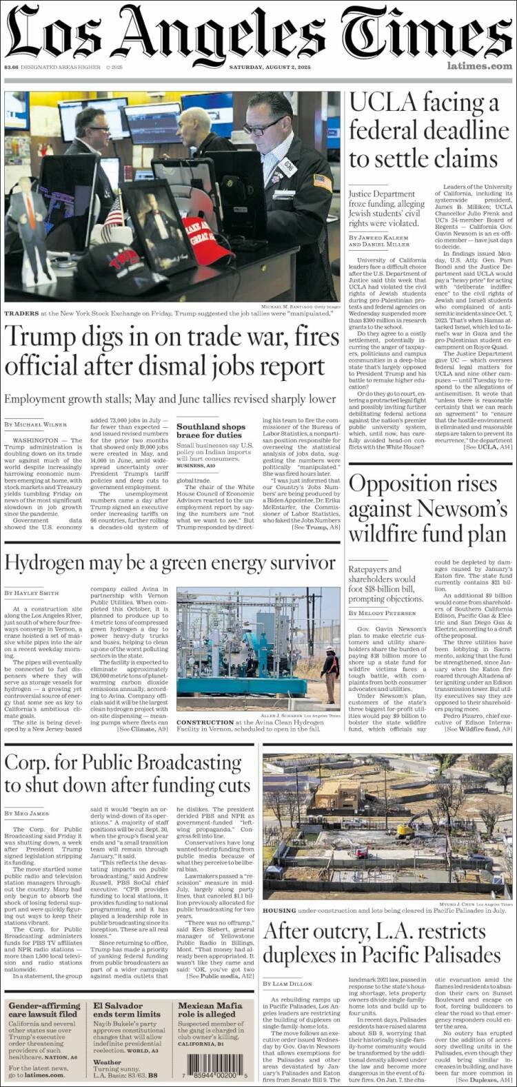 Portada de Los Angeles Times (USA)