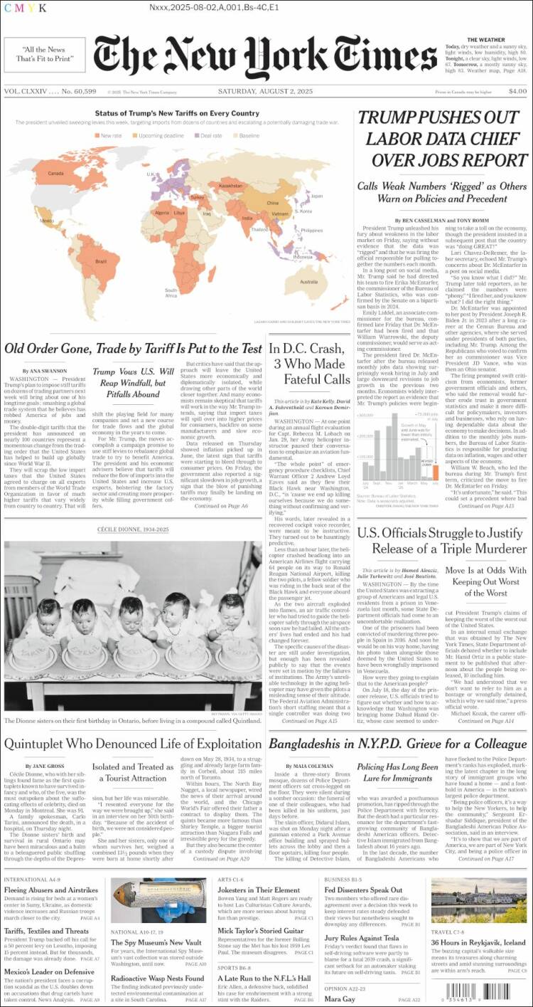 Portada de New York Times (USA)