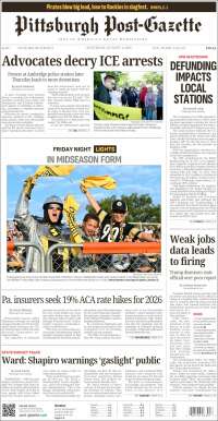 Portada de Pittsburgh Post-Gazette (USA)