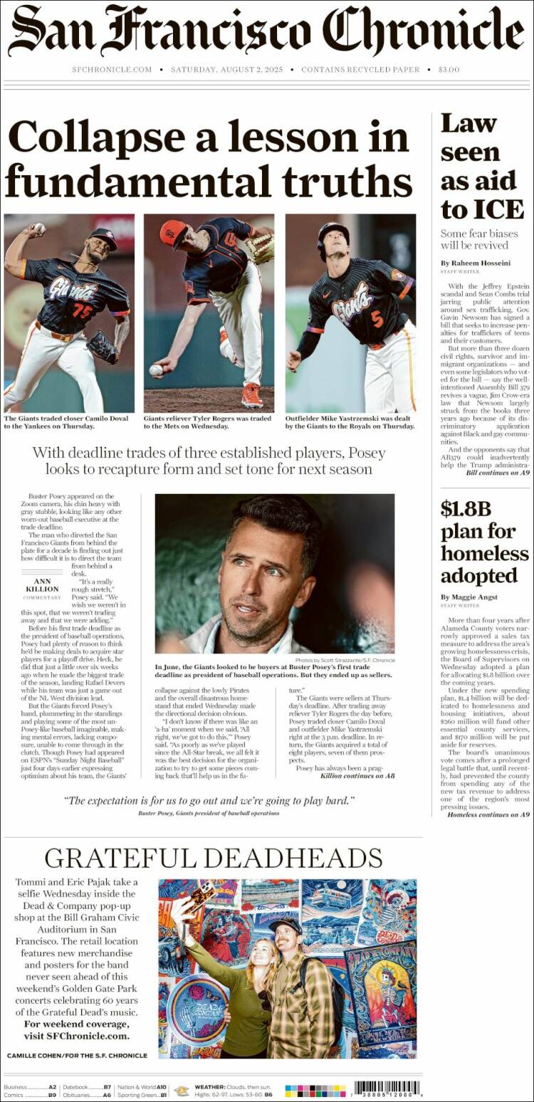 Portada de San Francisco Chronicle (USA)