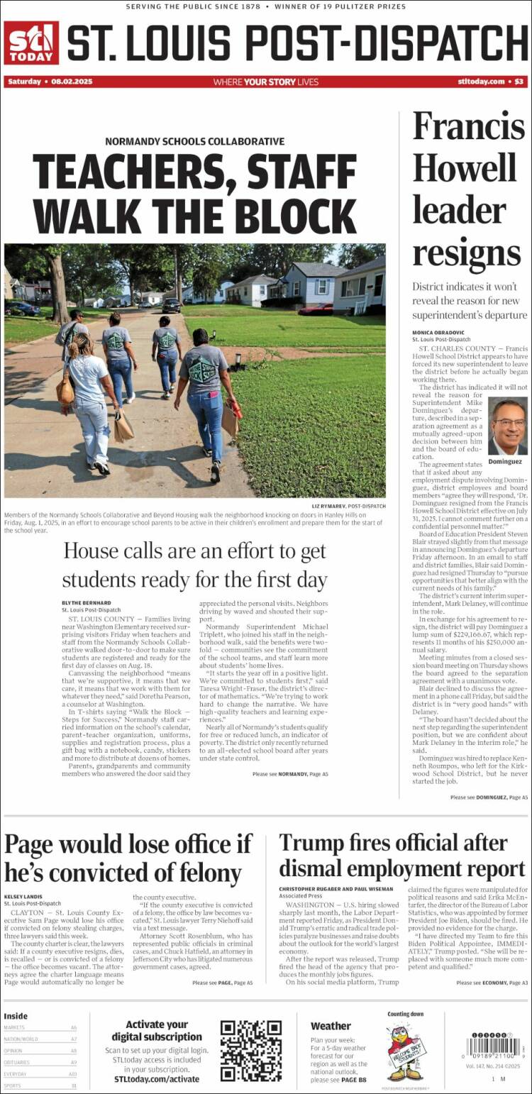 Portada de St. Louis Post-Dispatch (USA)
