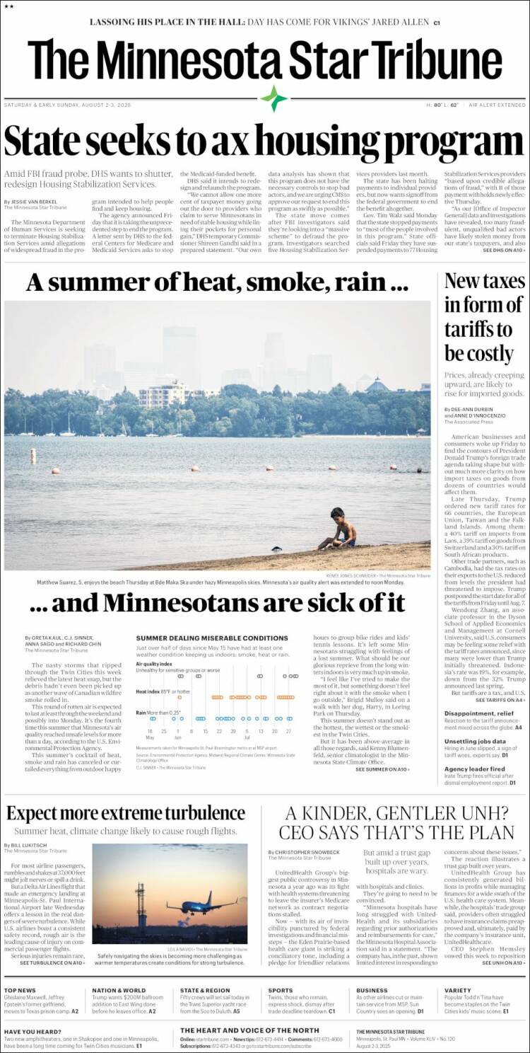 Portada de Star Tribune (USA)