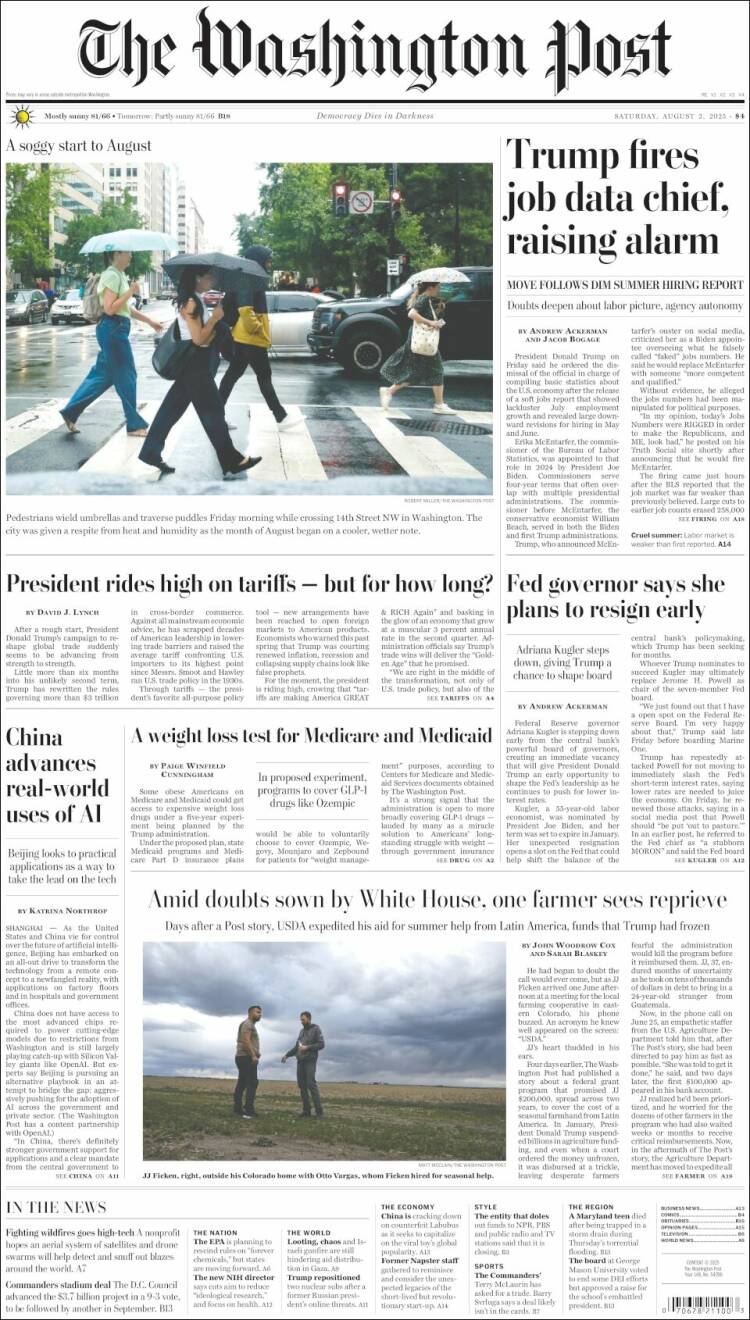 Portada de The Washington Post (USA)