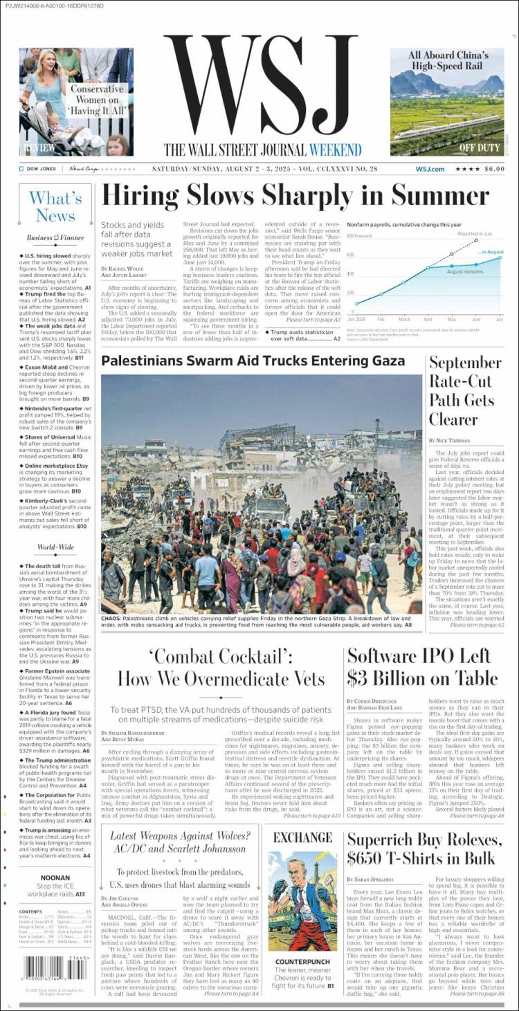 Portada de Wall Street Journal (USA)