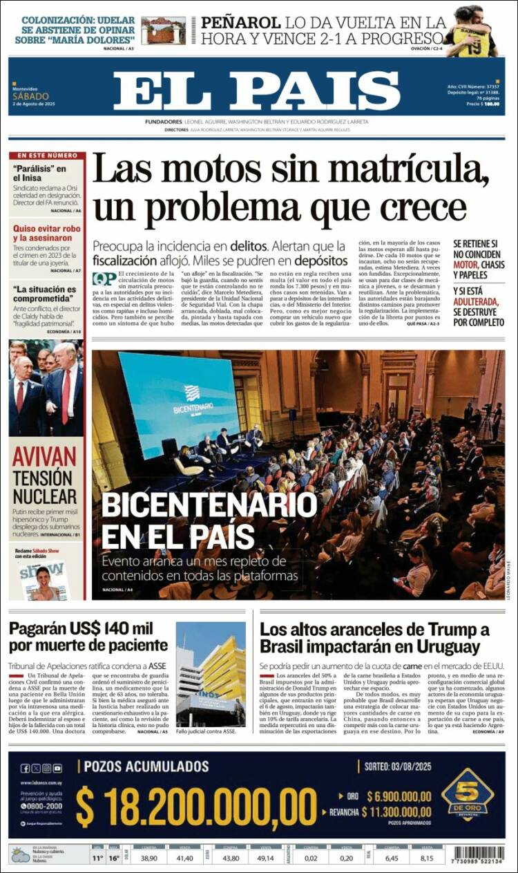 Portada de El País (Uruguay)
