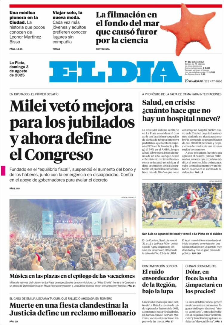 Portada de El Día de la Plata (Argentina)
