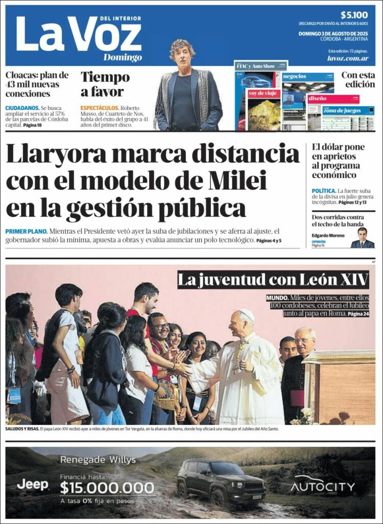 Portada de La Voz del Interior (Argentina)