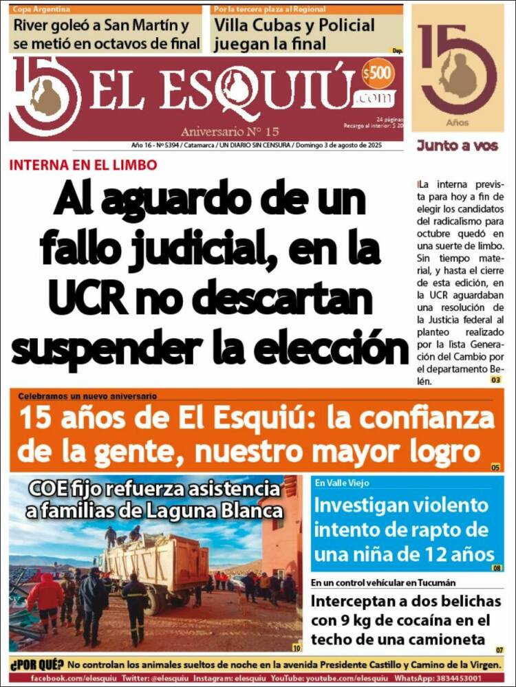 Portada de El Esquiu (Argentina)