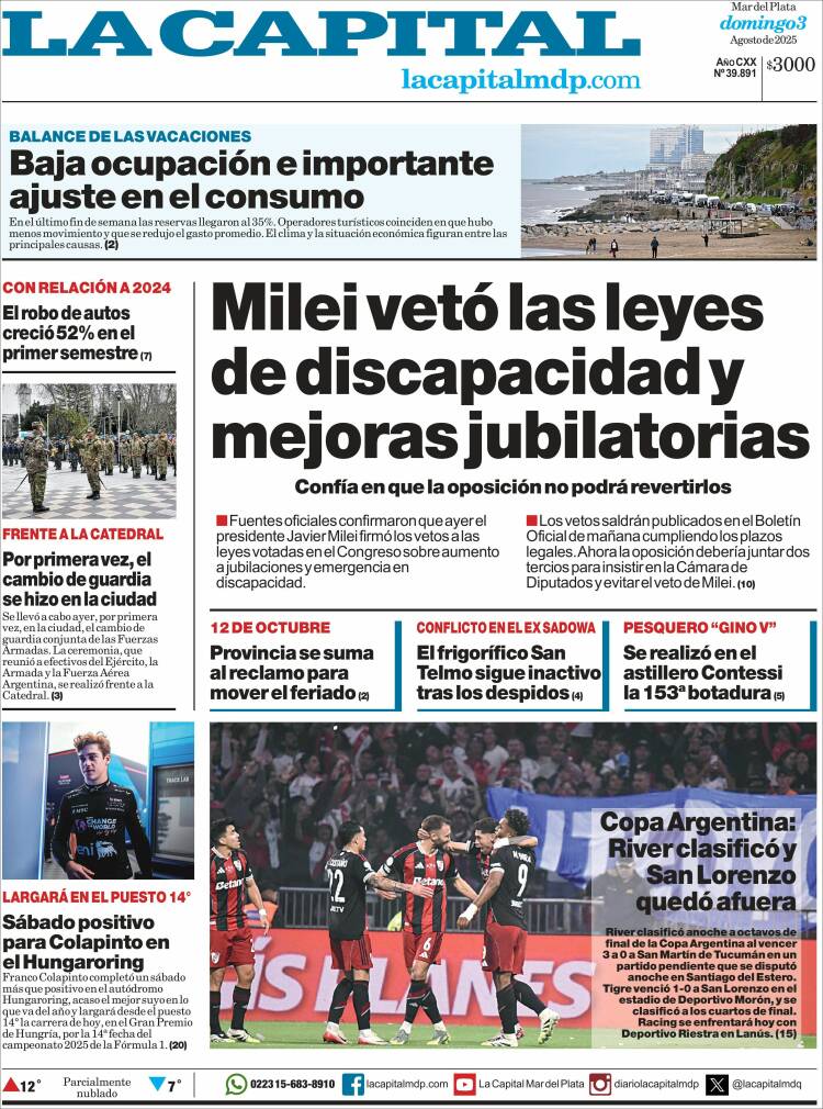 Portada de Diario La Capital - Mar del Plata (Argentina)